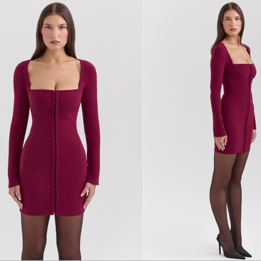 House Of Cb Selene Berry Bodycon Mini Dress Nwot